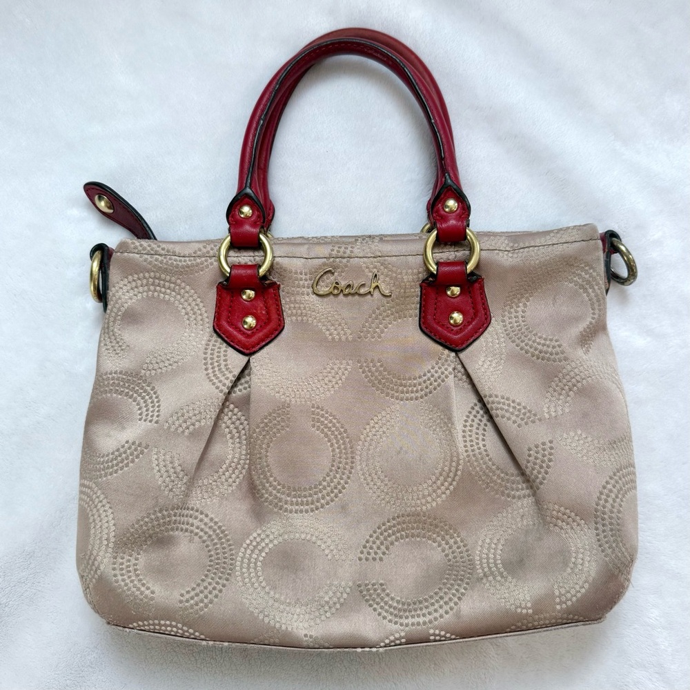 Coach 2012 Ashley Mini Tote Purse Brass / Orange 20342 FLAWS - Dirty & Holes